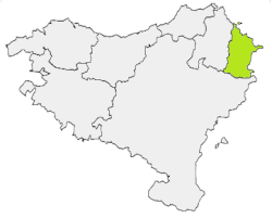 Location of Soule within the Northern Basque Country and the greater Basque Country.