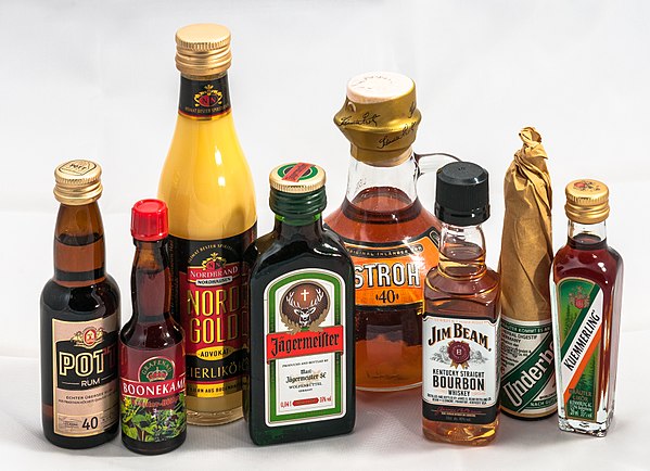 Some single-drink liquor bottles available in Germany