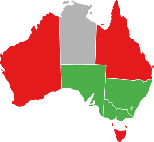 File:1977 Australian Simultaneous Elections referendum - State majorities.svg