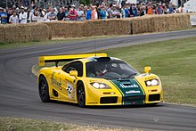 A 1995-spec F1 GTR, chassis #006R at the Goodwood Festival of Speed sporting the famous 'Harrods' livery 1995 McLaren F1 GTR (20195044452).jpg