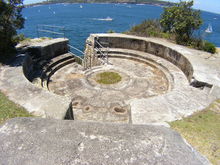A gun emplacement at Middle Head on Sydney Harbour, used in one of the scenes in the movie. In the scene an under cover police officer (Stone) was initiated into the bikie gang 1Middleheadfortress0048.JPG