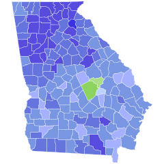 Primary results by county:
Barnes
30-40%
40-50%
50-60%
60-70%
70-80%
80-90%
Porter
50-60%
60-70% 2010 Georgia gubernatorial Democratic primary county map.svg