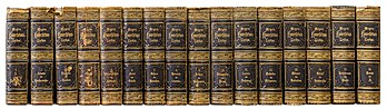 Les seize volumes de la quatrième édition (1885-1890) du Meyers Konversations-Lexikon. (définition réelle 4 204 × 1 189)