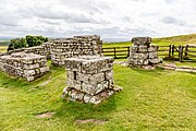 A view of Housesteads Roman Fort along Hadrian's Wall in the United Kingdom.