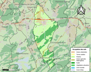 Carte en couleurs présentant l'occupation des sols.