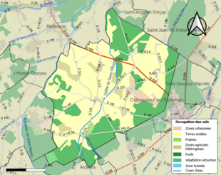 Kolorowa mapa przedstawiająca użytkowanie gruntów.