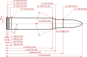 338 Winchester Magnum Cartridge Schematic