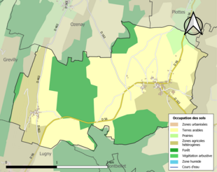 Barevná mapa znázorňující využití půdy.