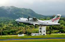 Air Vanuatu ATR 42 aircraft (now retired) at Bauerfield International Airport, Port Vila.