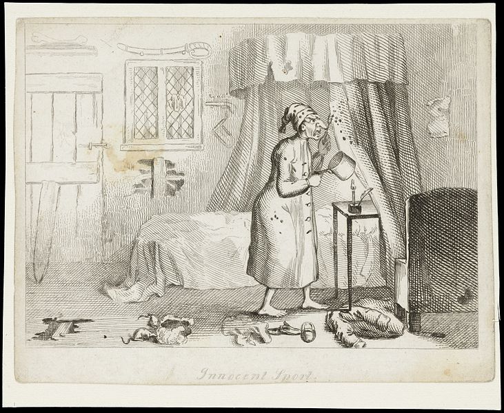 File:A man in bedclothes prising insects (?) off his bed-curtains Wellcome L0064372.jpg
