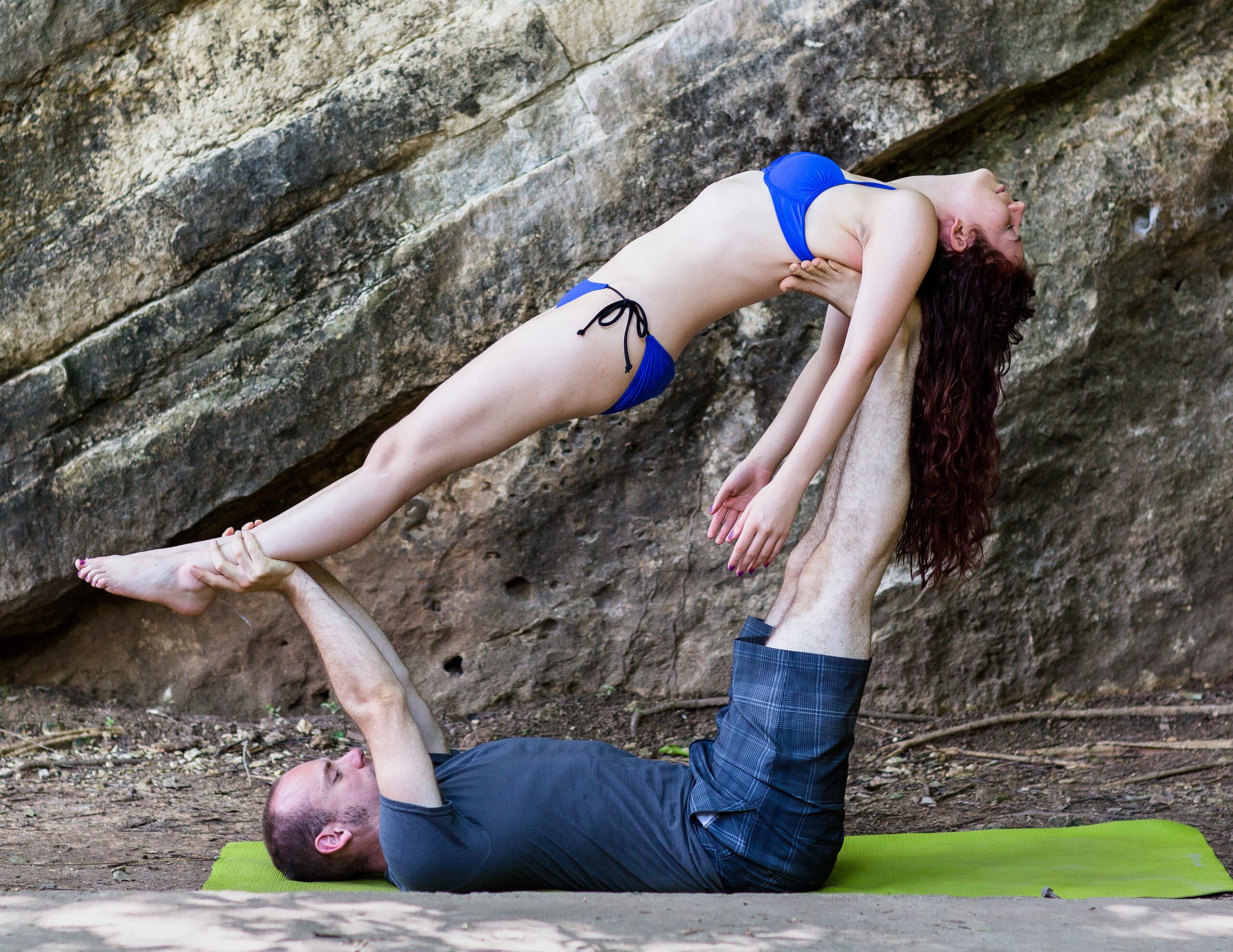 Meditating Couple In Acroyoga Position