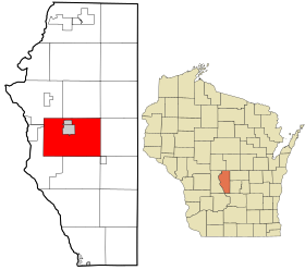 Adams County Wisconsin incorporated and unincorporated areas Adams (town) highlighted.svg