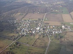 Vue aérienne de Zanesfield depuis l'est