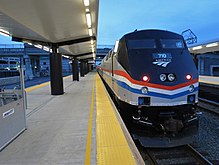 An Amtrak train at Platform 1