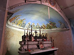 Altar and apse, Italian POW church, Henllan (geograph 4727067).jpg