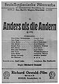 1919 poster for the first film about homosexuality, Anders als die Andern.