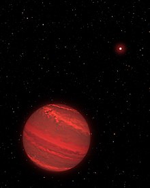 Artist's impression of a super-Jupiter around the brown dwarf 2M1207. Artist's View of a Super-Jupiter around a Brown Dwarf (2M1207).jpg