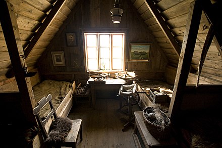 Attic bedroom in Skóga, Iceland.