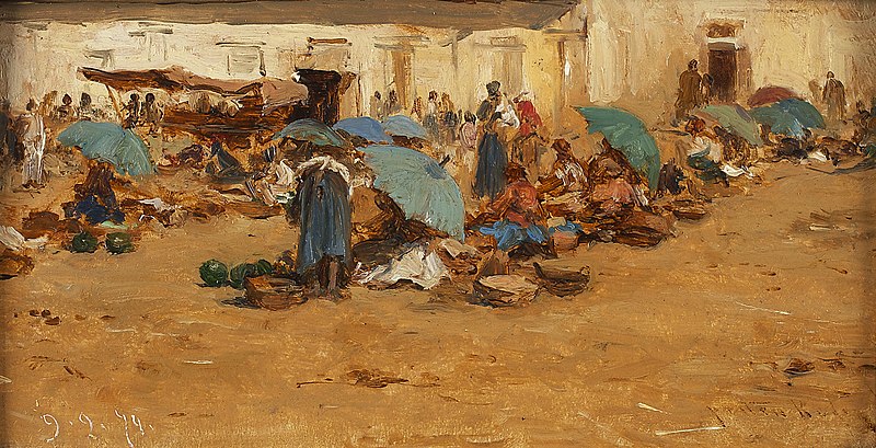 File:August von Pettenkofen - Ungarischer Markt mit blauen Schirmen - 2099 - Kunsthistorisches Museum.jpg