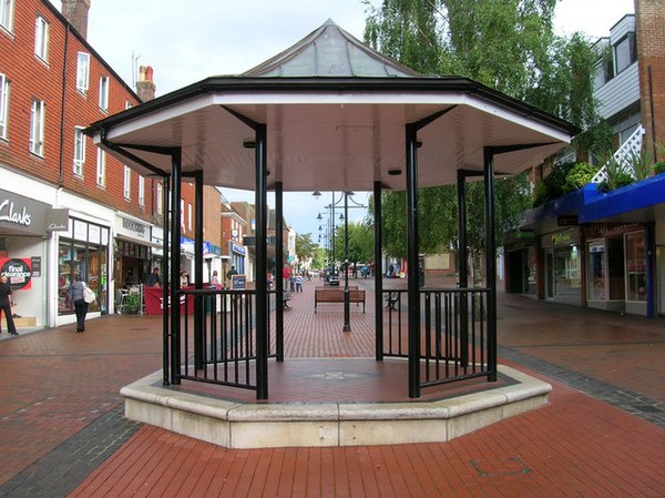 Looking up Church Walk, a pedestrianised shopping area