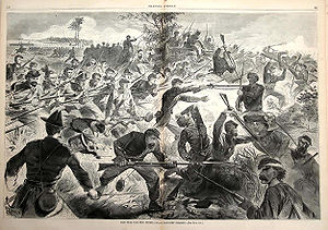 Engraving of chaotic battle scene