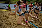 Deutsch: Beachhandball U-17-Europameisterschaften 2019 (Beach handball Euro); Tag 2: 28. Juni – Mädchen, Hauptrundengruppe I, Deutschland-Portugal 2:1 (22:12, 20:21, 9:8) English: 2019 Women's Ech Beach Handball 17; Day 2: 28 June 2019 – Girls Main Round Group I – Germany Vs. Portugal 2:1 (22:12, 20:21, 9:8)