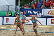Deutsch: Beachhandball Europameisterschaften 2019 (Beach handball Euro); Tag 6: 7. Juli 2019 – Frauenfinale, Dänemark-Ungarn 2:0 (18:12, 23:22) English: Beach handball Euro; Day 6: 7 July 2019 – Women's Final – Denmark-Hungary 2:0 (18:12, 23:22)