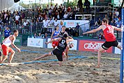 Deutsch: Beachhandball Europameisterschaften 2019 (Beach handball Euro); Tag 4: 5. Juli 2019 – Männer, Viertelfinale, Russland-Polen 2:0 (30:22, 19:18) English: Beach handball Euro; Day 4: 5 July 2019 – Quarter Final Men – Russia-Poland 2:0 (30:22, 19:18)