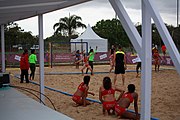 Deutsch: Beachhandball bei den Olympischen Jugendspielen 2018; Tag 5, 10. November 2018; Mädchen, Platzierungsrunde - Mauritius-Venezuela 0:2 English: Beach handball at the 2018 Summer Youth Olympics at 11 October 2018 – Girls Consolation Round – Mauritius-Venezuela 0:2