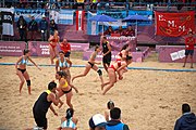 Deutsch: Beachhandball bei den Olympischen Jugendspielen 2018; Tag 5, 10. November 2018; Mädchen, Hauptrunde - Kroatien-Argentinien 1:2 English: Beach handball at the 2018 Summer Youth Olympics at 11 October 2018 – Girls Main Round – Croatia-Argentina 1:2