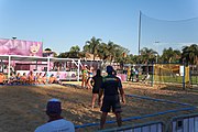 Deutsch: Beachhandball bei den Olympischen Jugendspielen 2018; Tag 3, 9. Oktober 2018; Mädchen, Vorrunde, Gruppe B - Venezuela-Niederlande 1:2 English: Beach handball at the 2018 Summer Youth Olympics at 9 October 2018 – Girls Preliminary Round Group B‎ – Venezuela-Netherlands 1:2