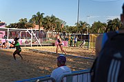 Deutsch: Beachhandball bei den Olympischen Jugendspielen 2018; Tag 3, 9. Oktober 2018; Mädchen, Vorrunde, Gruppe B - Venezuela-Niederlande 1:2 English: Beach handball at the 2018 Summer Youth Olympics at 9 October 2018 – Girls Preliminary Round Group B‎ – Venezuela-Netherlands 1:2