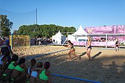 Deutsch: Beachhandball bei den Olympischen Jugendspielen 2018; Tag 3, 9. Oktober 2018; Mädchen, Vorrunde, Gruppe B - Venezuela-Niederlande 1:2 English: Beach handball at the 2018 Summer Youth Olympics at 9 October 2018 – Girls Preliminary Round Group B‎ – Venezuela-Netherlands 1:2