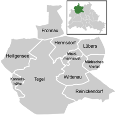 Reinickendorfi rajooni asend Berliinis ja rajooni kuuluvad linnaosad