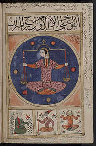 Libra, or al-Mīzān, depicted in the 14th/15th century Arabic astrological text Book of Wonders