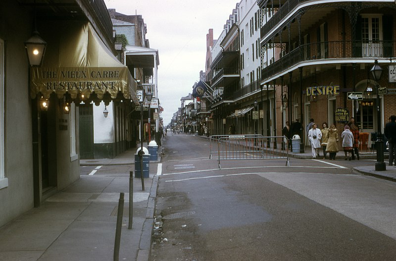 File:Bourbon Street French Quarter Restaurants, New Orleans, 1972.jpg