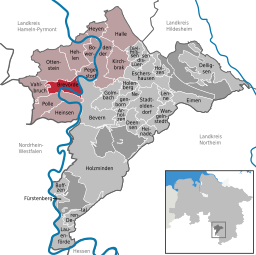 Läget för kommunen Brevörde i Landkreis Holzminden