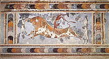 The Bull-Leaping Fresco from the Great Palace at Knossos, Crete. Sport has been an important part of Western cultural expression since Classical Antiquity. Bull-leaping.jpg
