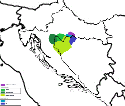 A map depicting the Una River origin theory for the Burgenland Croats