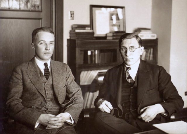 C. H. Best, és a Nobel-díjas  Frederick Banting,a cukorbetegséget gyógykezelő inzulin felfedezői