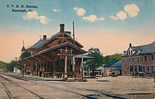 The station, circa 1915 C. V. R. R. Station, Randolph, Vt.jpg