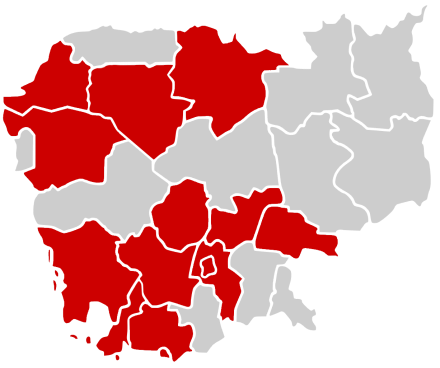 Map of the outbreak in Cambodia
(as of 22 March 2020):
Confirmed cases reported
Suspected cases reported COVID-19 Outbreak Cases in Cambodia.svg