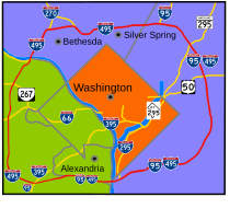 The Capital Beltway circles the city.