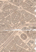 Plano de Paris (1867) con el edificio de la exposición universal de ese año en el Campo de Marte