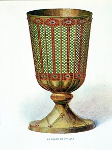 The Chelles chalice, lost at the time of the French Revolution, said to have been made by Saint Eligius Chelles chalice.JPG