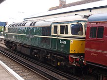D6515 at Wareham in 2017 Class 33 locomotive D6515 Lt Jenny Lewis RN.jpg