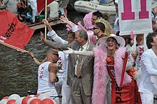 Job Cohen during the Amsterdam Gay Pride on 2 August 2008. Cohen Gay Pride.jpg