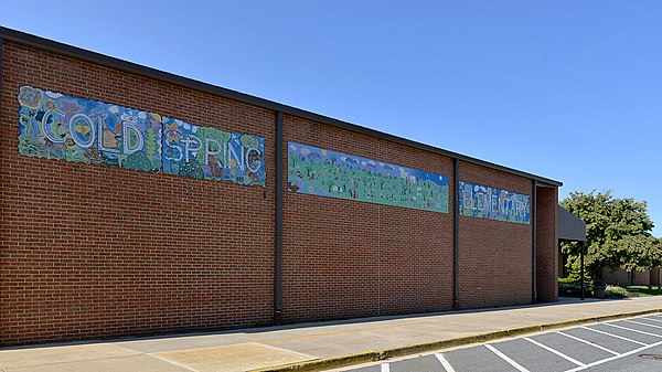 Cold Spring Elementary School building and mural, Potomac, MD