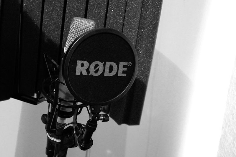 File:Condenser Microphone with Pop Filter and Reflection Filter.jpg