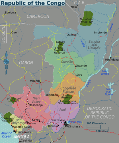 Mapa regionů Konga